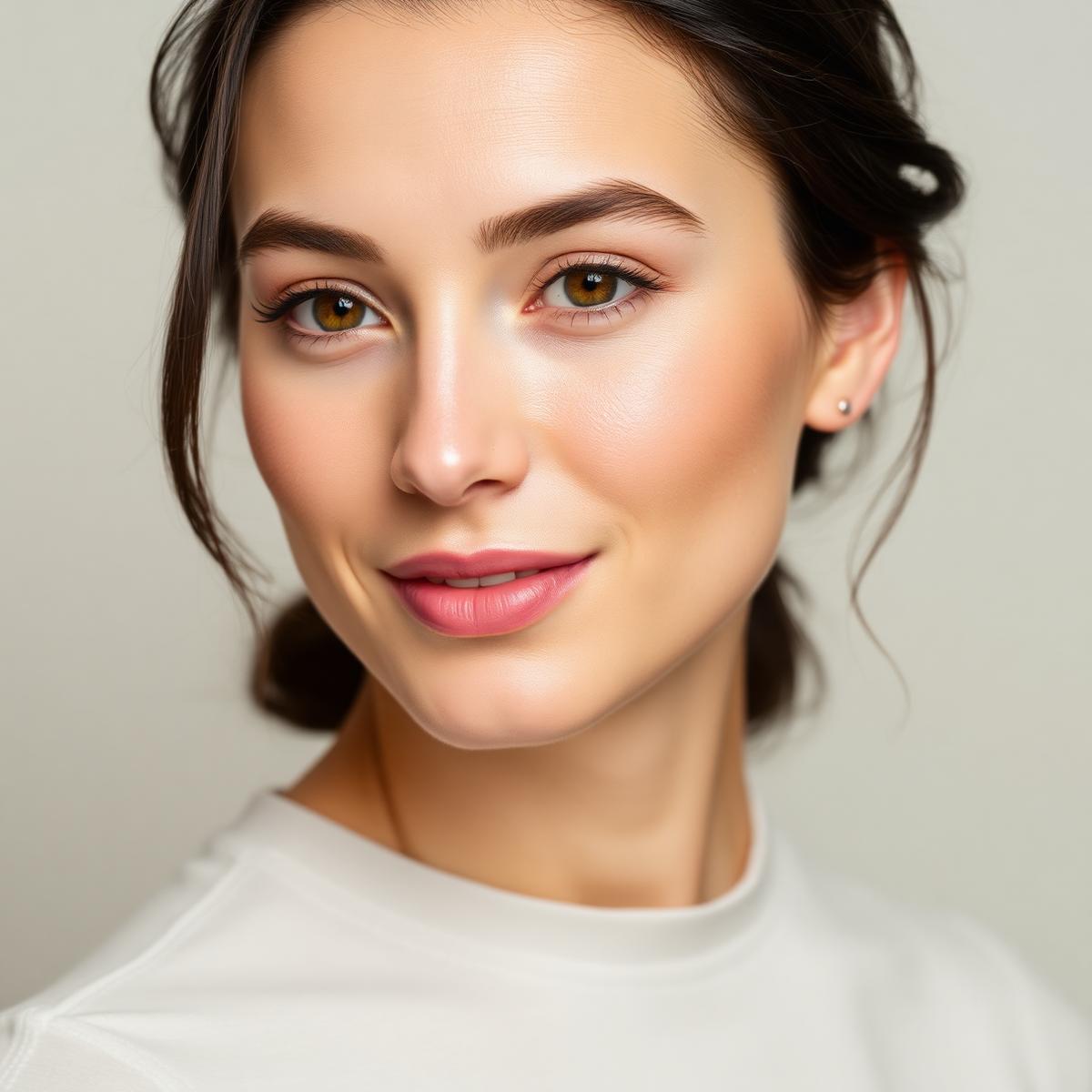 Client with bare skin before evening makeup